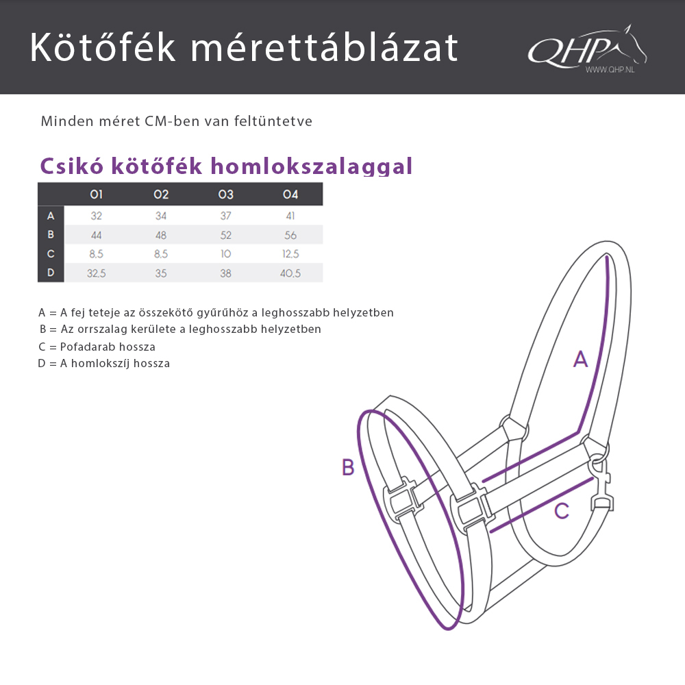 QHP csikó kötőfék homlokszalaggal