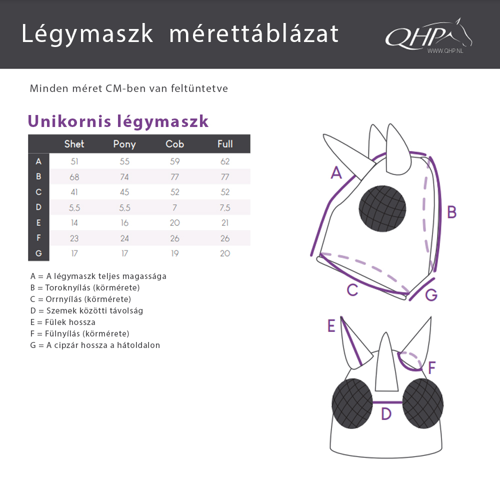 QHP unikornis légymaszk
