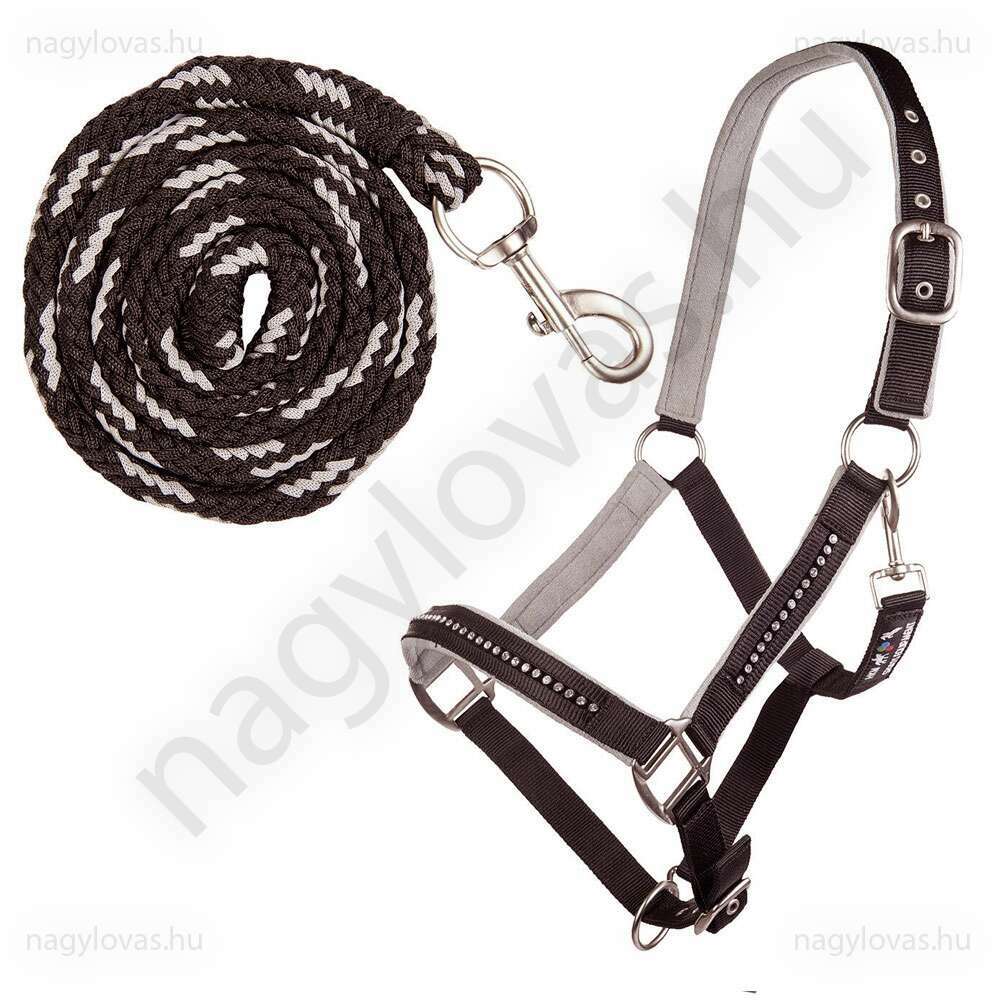 HKM Crystal kötőfék kikötővel barna/fekete