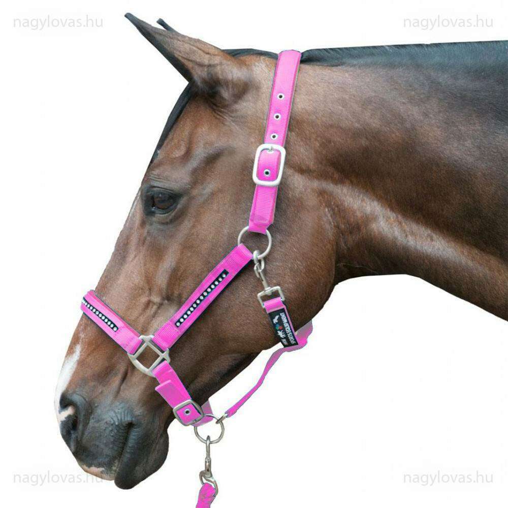 HKM Crystal kötőfék kikötővel pink