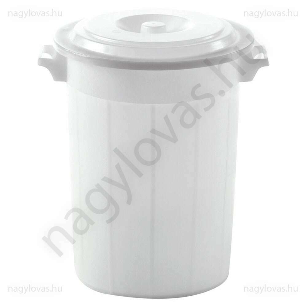 Műanyag takarmány tároló vödör tetővel, fehér