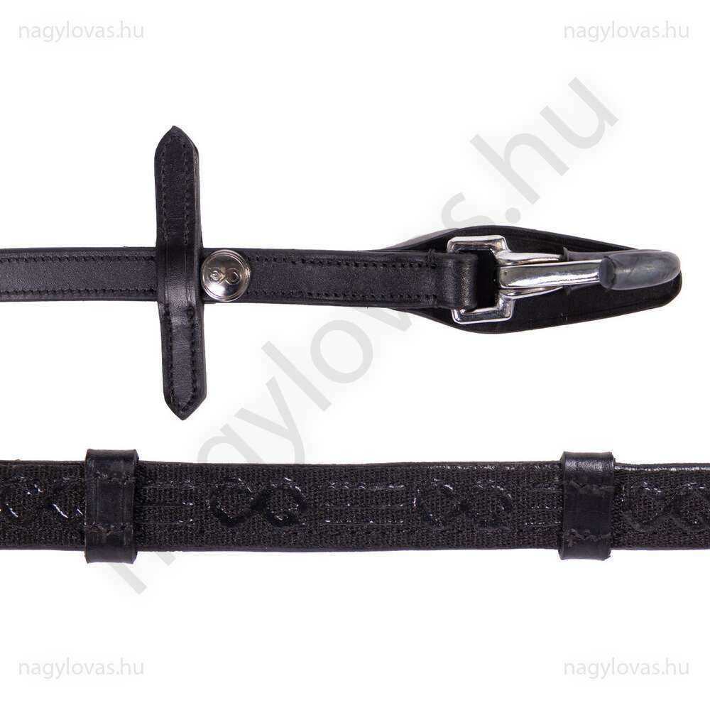 QHP FayRein csúszásgátlós lovaglószár stoppokkal(12.5 cm) karabínerrel fekete XFull