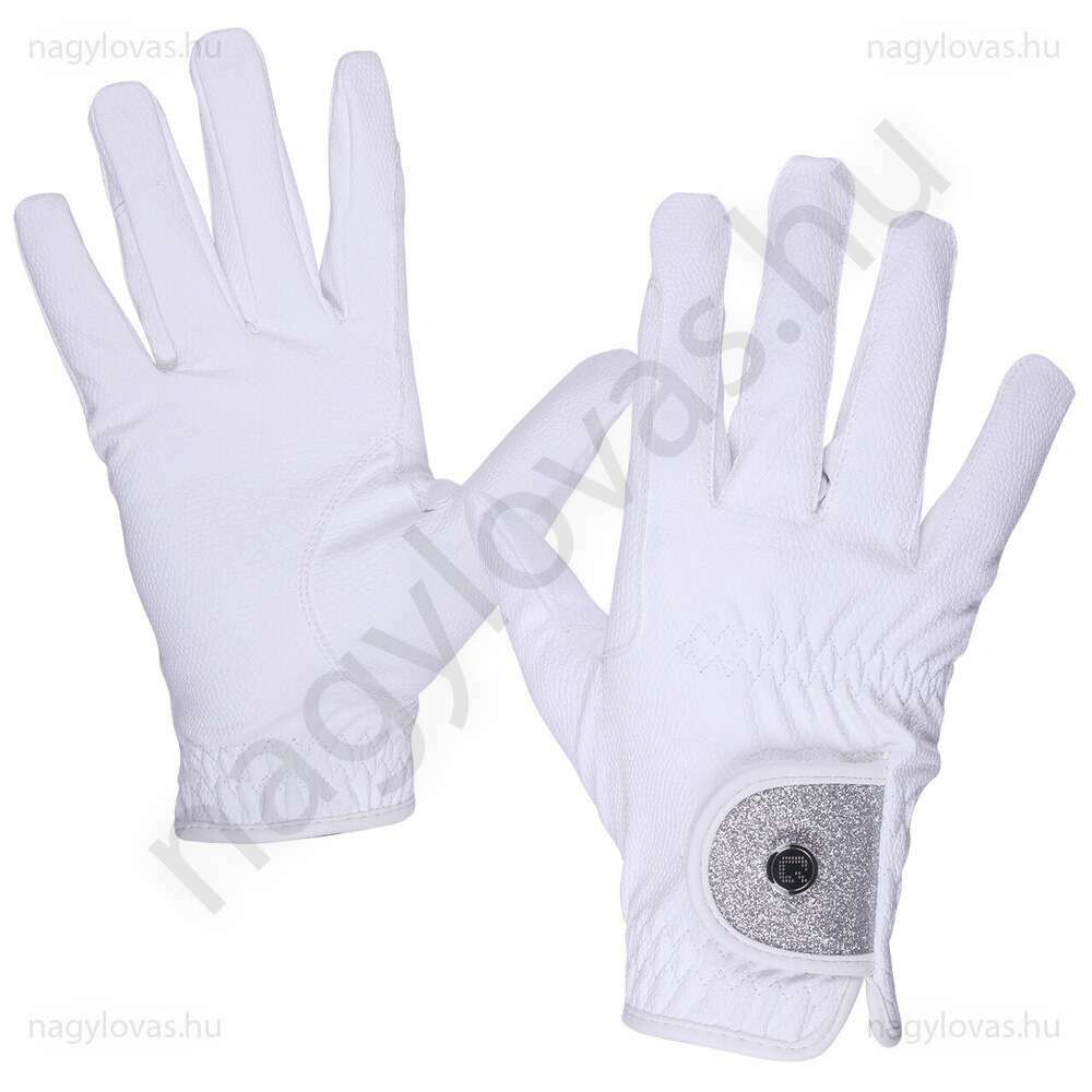 QHP Glitz lovaglókesztyű fehér XL