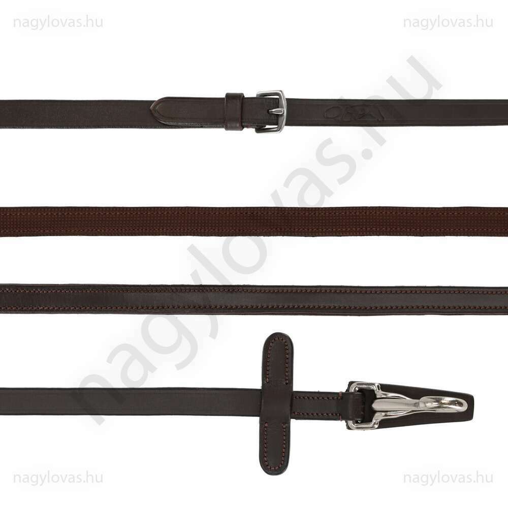 QHP gumis lovaglószár ütközővel és karabínerrel - Barna - Póni