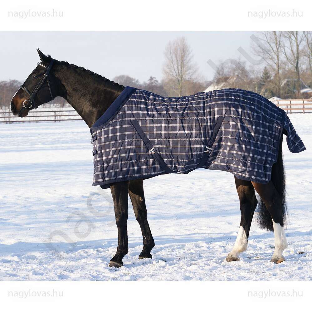 QHP istállótakaró kék kockás 300 gr. 145 cm