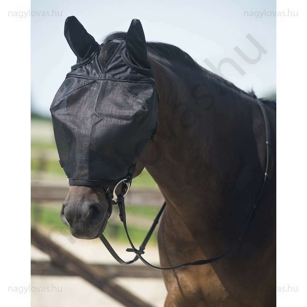 QHP lovagló légymaszk fülvédővel fekete Full