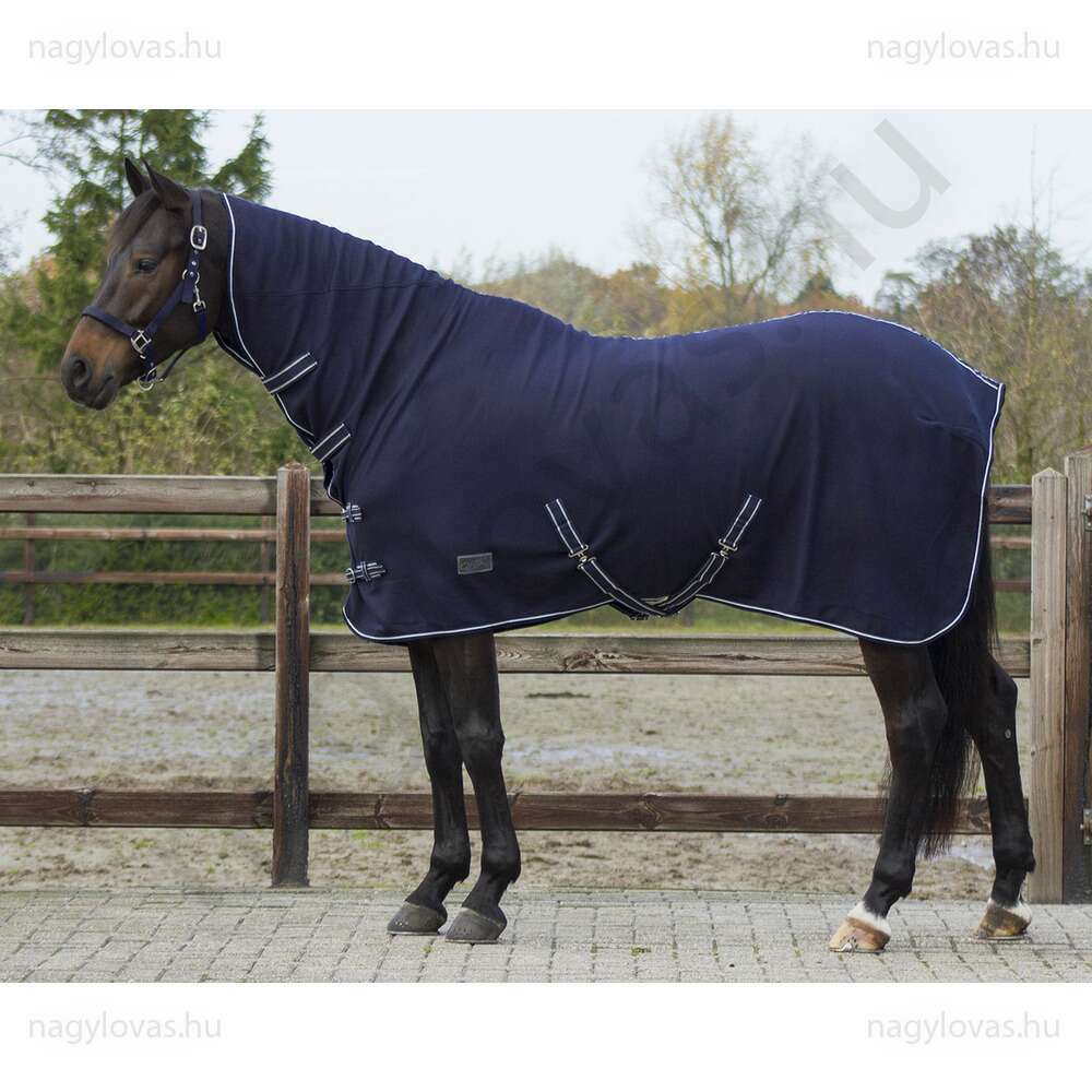 QHP polár leszárító nyakrészes lótakaró kék 145 cm