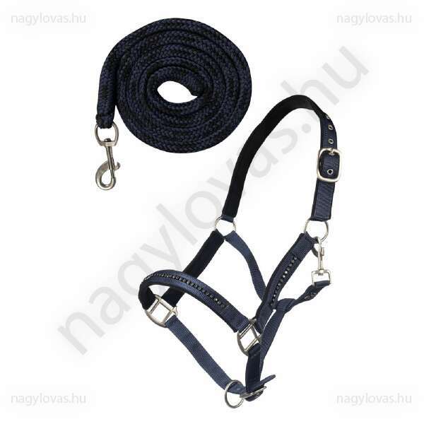 HKM Crystal kötőfék kikötővel skék/fekete