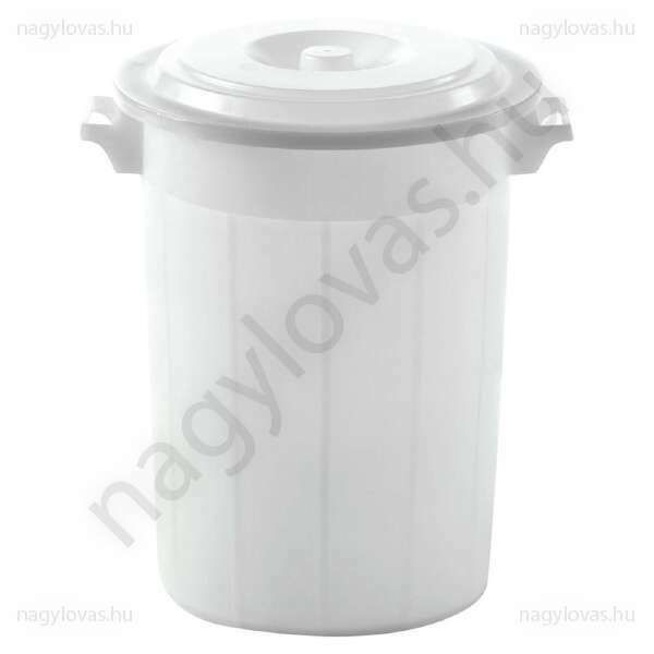 Műanyag takarmány tároló vödör tetővel, fehér