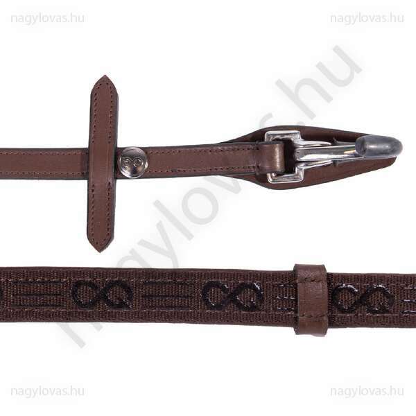 QHP FayRein csúszásgátlós lovaglószár stoppokkal (8cm) karabínerrel barna  Cob