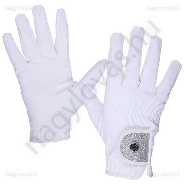 QHP Glitz lovaglókesztyű fehér L