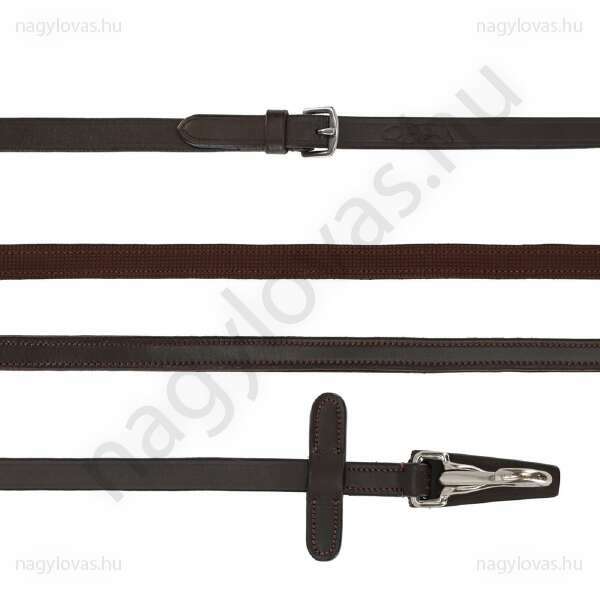 QHP gumis lovaglószár ütközővel és karabínerrel - Barna - Póni