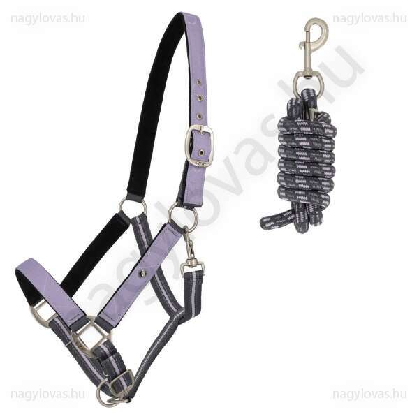 QHP gurtnis bélelt  kötőfék  vezetőszárral levendula póni