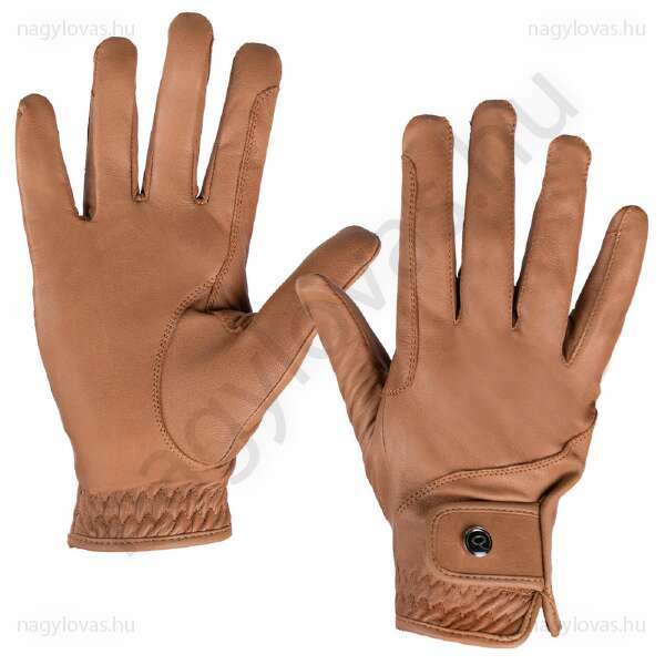 QHP Pro bőr lovaglókesztyű konyak XS