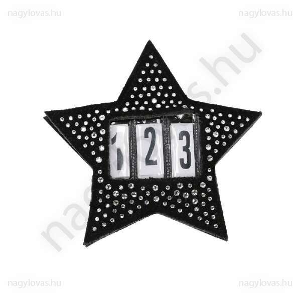 QHP versenyszám tartó fekete strasszos 